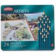 Derwent Artists Pencils Round-barrelled Smooth-textured Assorted Colours Ref 32093 [Pack 24]