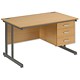 Trexus Cantilever 1200 Desk Single Fixed 3 Drawer Pedestal W1200xD800xH720mm Oak