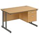 Trexus Cantilever 1200 Desk Single Fixed 2 Drawer Filing Pedestal W1200xD800xH720mm Oak