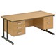 Trexus Cantilever 1600 Double Fixed Pedestal Desk 2 and 3 Drawer W1600xD800xH720mm Oak