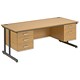 Trexus Cantilever 1800 Double Fixed Pedestal Desk 2 and 3 Drawer W1800xD800xH720mm Oak