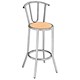 Trexus Cafe Bar Stool Silver-effect Frame with Back W350xD350xH800mm Silver and Beech