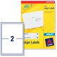 Avery Quick DRY Addressing Labels Inkjet 2 per Sheet 199.6x143.5mm White Ref J8168-25 [50 Labels]