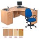 Trexus XPD Desk Top Radial Left Hand 1600mm Oak [and Ends Pedestal Chair and Arms]