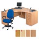 Trexus XPD Desk Top Radial Right Hand 1600mm Oak [and Ends Pedestal Chair and Arms]