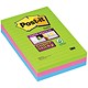 Post-It Super Sticky Removable Notes Pad 90 Sheets 102x152mm Ultra Assorted Ref 660-3SSUC [Pack 3]