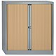 Image of Bisley A4 EuroTambour 2 Shelves W1000xD430xH1030mm Silver Frame Maple Shutters Ref ET410/10.MP arn