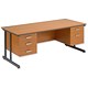 Trexus Cantilever 1800 Double Fixed Pedestal Desk 2 and 3 Drawer W1800xD800xH720mm Beech