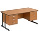 Trexus Cantilever 1600 Double Fixed Pedestal Desk 2 and 3 Drawer W1600xD800xH720mm Beech