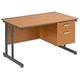 Trexus Cantilever 1200 Desk Single Fixed 2 Drawer Filing Pedestal W1200xD800xH720mm Beech