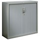 Adroit Tambour Cupboard Side-opening Steel Carcass Low W1000xD450xH1050mm Aluminium and Grey