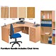 F4F Trexus Mini Desk Top Radial Left Hand Oak [and Ends Pedestal Tall-Bookcase Chair and Arms]