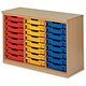 Trexus Storage Cupboard Low with 24 PlasticTrays W1040xD496xH750mm Beech