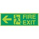 Stewart Superior Fire Exit Man Arrow Left Self Adhesive Sign Standard And Photoluminescent Ref SP0781PLV