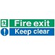 Stewart Superior Fire Exit Keep Clear Self Adhesive Sign Standard And Photoluminescent Ref SP055SAV