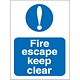 Stewart Superior Fire Escape Keep Clear Self Adhesive Sign Ref M025SAV