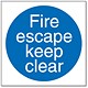 Stewart Superior Fire Escape Keep Clear Self Adhesive Sign Ref M012SAV [Pack 5]