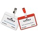 Durable Name Badges Self-Laminating Self-Adhesive W90xH54mm Red Ref 8149-03 [Pack 25]
