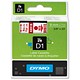 Dymo D1 Tape for Electronic Labelmakers 9mmx7m Red on White Ref 40915 S0720700