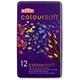 Derwent Coloursoft Pencils Extra Soft Highly-blendable Assorted Colours Ref 0701026 [Pack 12]