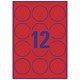 Avery Promotional Labels Laser Circular 12 per Sheet Dia.63.5mm Neon Red Ref L7670R-25 [300 Labels]