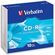 Verbatim CD-R Recordable Disk Slim Cased Write-once 52x Speed 80 Min 700Mb Ref 43415 [Pack 10]