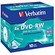 Verbatim DVD-RW Rewritable Disk Cased 4x Speed 120min 4.7Gb Ref 43486 [Pack 10]
