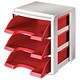 Leitz 5327 Letter Tray Rack with Coloured PLUS 2 Letter Tray Grey and Red Ref 53270025