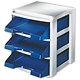 Leitz 5327 Letter Tray Rack with Coloured PLUS 2 Letter Tray Grey and Blue Ref 53270035