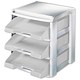 Leitz 5327 Letter Tray Rack with Coloured PLUS 2 Letter Tray Grey and Grey Ref 53270085