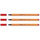 Stabilo Point 88 Fineliner Pen Water-based 0.8mm Tip 0.4mm Line Red Ref 88/40 [Pack 10]