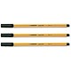 Stabilo Point 88 Fineliner Pen Water-based 0.8mm Tip 0.4mm Line Black Ref 88/46 [Pack 10]