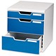 Multiform Modulo Filing Unit 3 Drawer Set with Lock A4 Grey and Blue Ref 320003D
