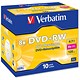 Verbatim DVD+RW Rewritable Disk Cased 8x Speed 120min 4.7Gb Ref 43527 [Pack 10]