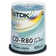 TDK CD-R Recordable Disk Write-once on Spindle 52x Speed 80min 700Mb Ref CDR80CB100 [Pack 100]