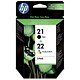 Hewlett Packard [HP] No. 21and 22 Inkjet Cartridges Black and Colour Twin Pack Ref SD367AE