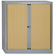 Image of Bisley A4 EuroTambour Including 2 Shelves W1000xD430xH1030mm Beech Shutters Silver Frame Ref ET410/10/2SB