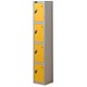 Trexus Plus 4 Door Locker Nest of 1 ACTIVECOAT W305xD305xH1780mm Silver Yellow Ref 864192
