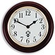 Merit Walden Wall Clock Wooden with Plastic Lens 195mm Diameter Mahogany Ref 905513