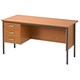 Trexus Traditional 1500 Desk Single Pedestal Left-hand 3 Drawer W1500xD730xH737mm Beech