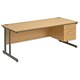 Trexus Cantilever 1800 Desk Single Fixed 2 Drawer Filing Pedestal W1800xD800xH720mm Oak