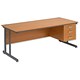 Trexus Cantilever 1800 Desk Single Fixed 3 Drawer Pedestal W1800xD800xH720mm Beech
