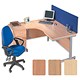 Sonix S1 Cantilever 1800 Desk Radial Left-Hand with Grey Frame W1800xD1200xH730mm Oak