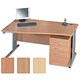 Sonix S2 Style 1600 Cantilever Desk Wave Left-Hand with Silver Frame W1600xD1000-800xH730mm Beech