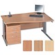 Sonix S2 Style 1600 Cantilever Desk Wave Right-Hand with Silver Frame W1600xD1000-800xH730mm Beech