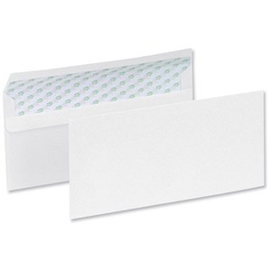 Image of Ecolabel Recycled Plain DL Wallet Envelopes - White - Press Seal - 90gsm - Pack of 1000