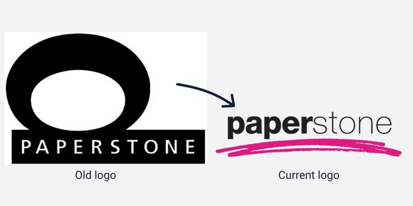 Old vs new Paperstone business logo