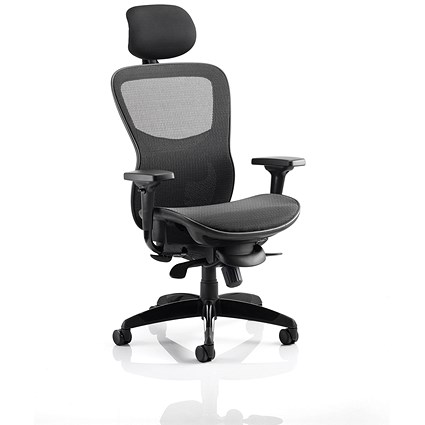 Stealth Shadow Ergo Mesh Posture Chair, Headrest, Adjustable Arms, Black

