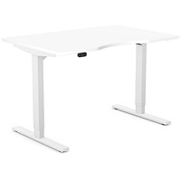 Zoom Sit-Stand Desk with Double Purpose Scallop, White Leg, 1200mm, White Top