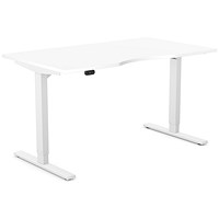 Zoom Sit-Stand Desk with Double Purpose Scallop, White Leg, 1400mm, White Top